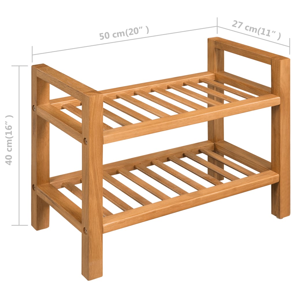 Shoe rack with 2 shelves 49.5x27x40 cm solid oak - number 5.