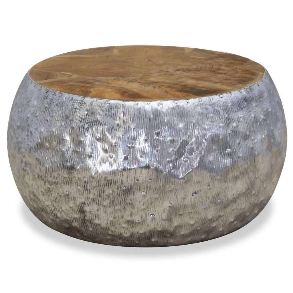 Stolić za kavu aluminij tik drvo 60 x 60 x 30 cm - number 3.