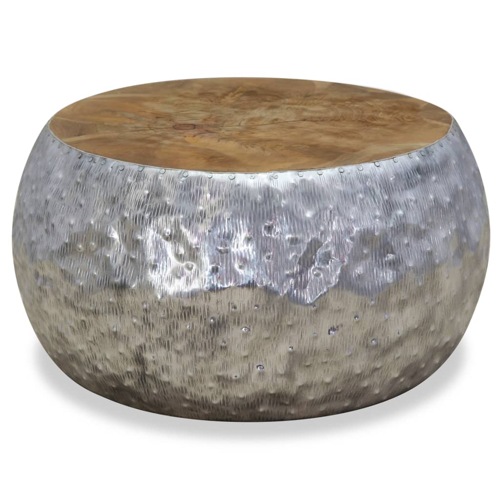 Stolić za kavu aluminij tik drvo 60 x 60 x 30 cm - number 5.