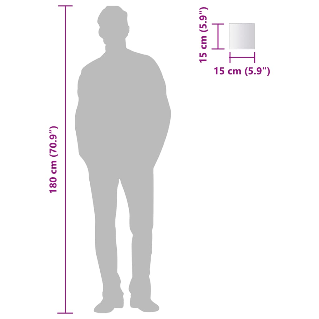 Firkantet spejlflise 24 stk. glas - number 8.