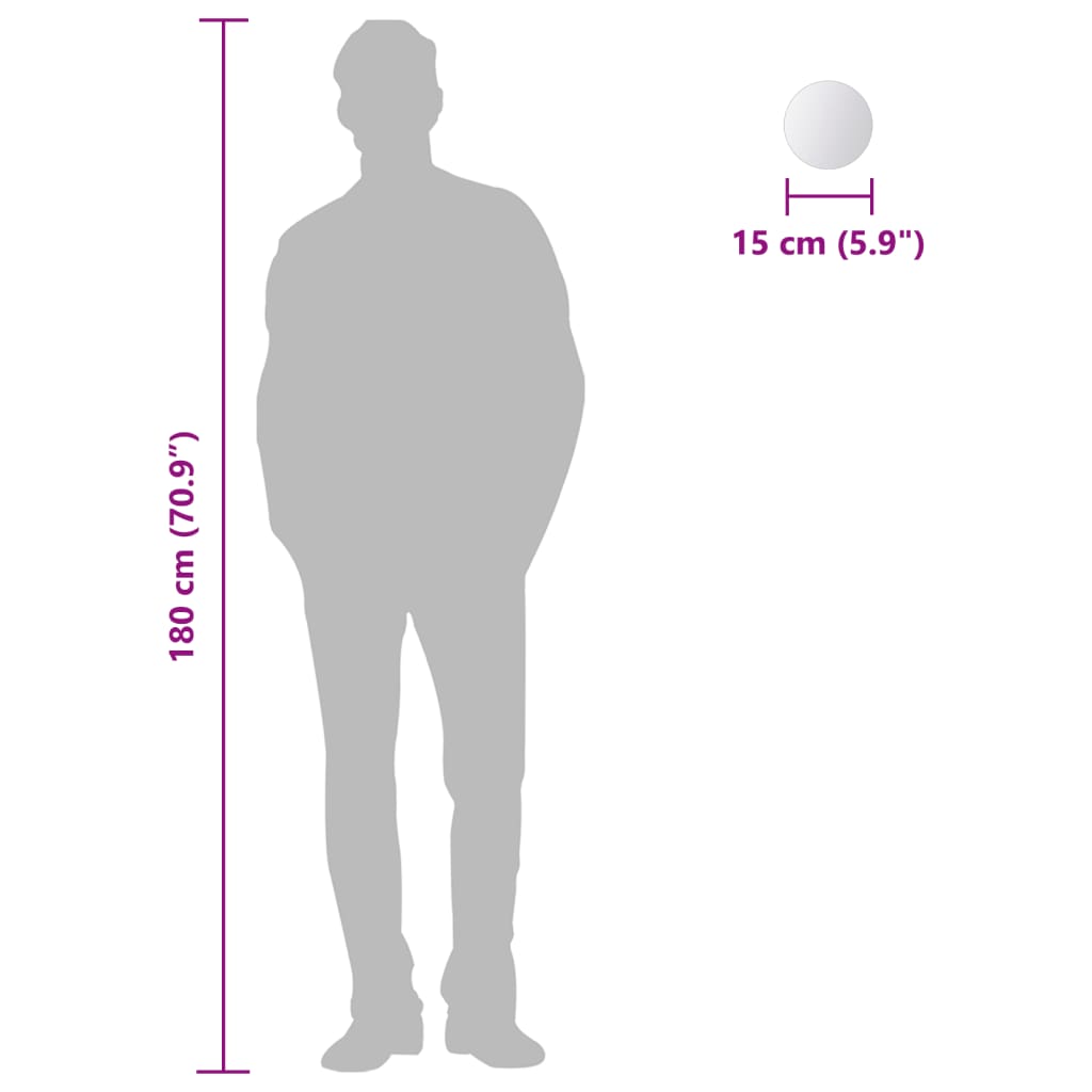 Round mirror tile 8 pcs. glass - number 7.