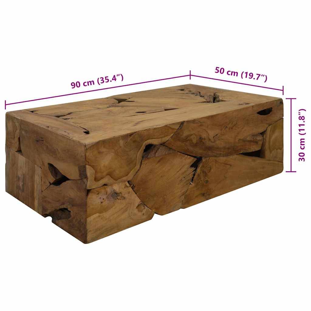 Sofabord 90 x 50 x 30 cm ægte teaktræ brun - number 7.