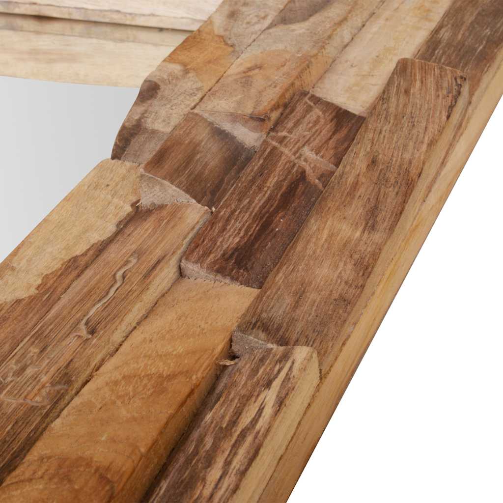 Decorative mirror in teak square - number 9.