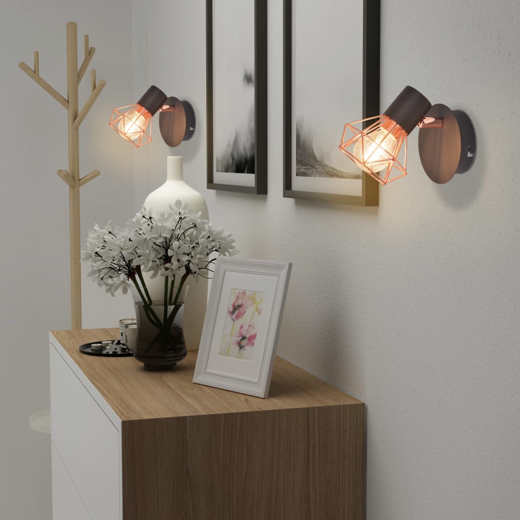 Wall lamp 2 pcs. e14 black and copper colored - number 6.