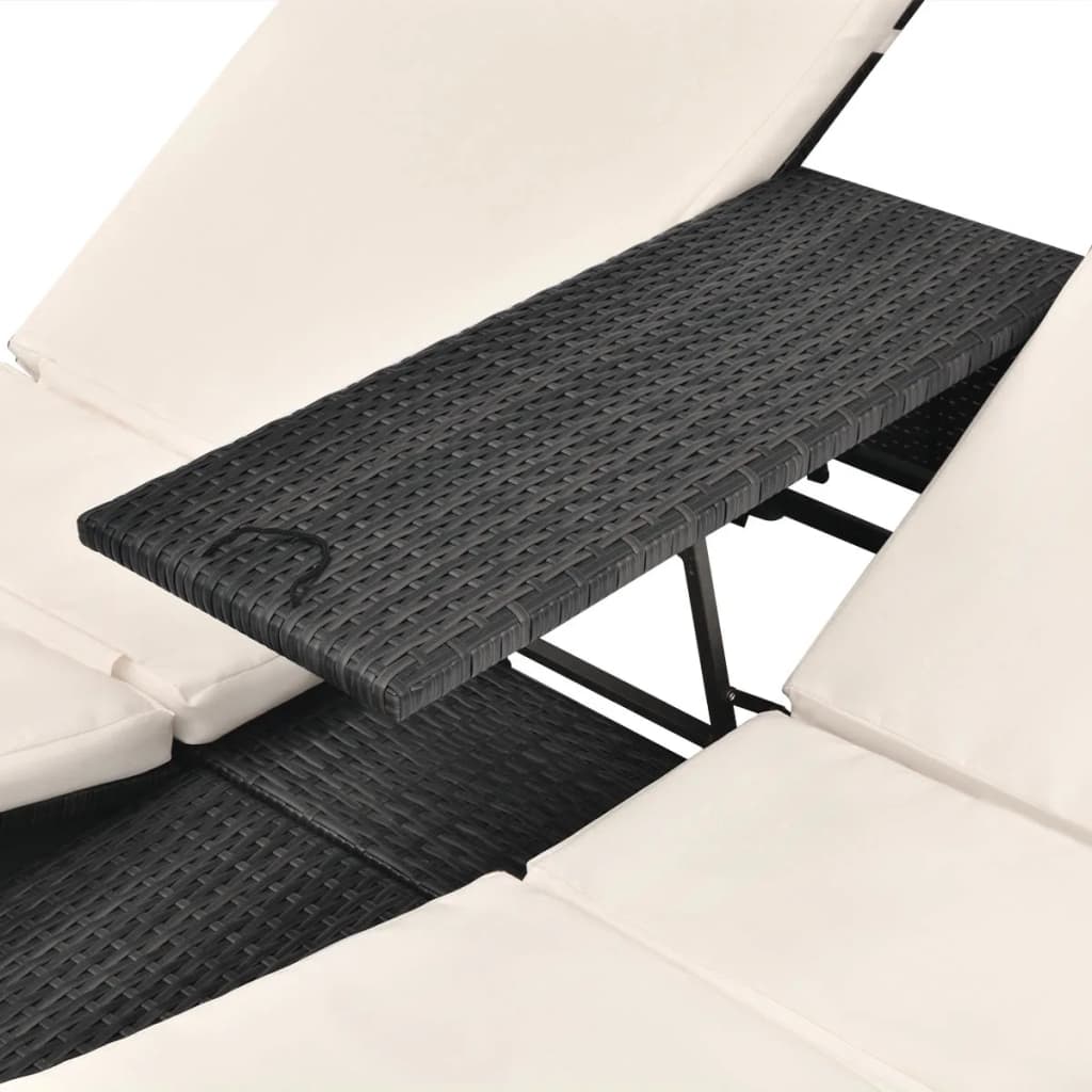 Dobbelt solseng med gardin polyrattan - sort - number 8.