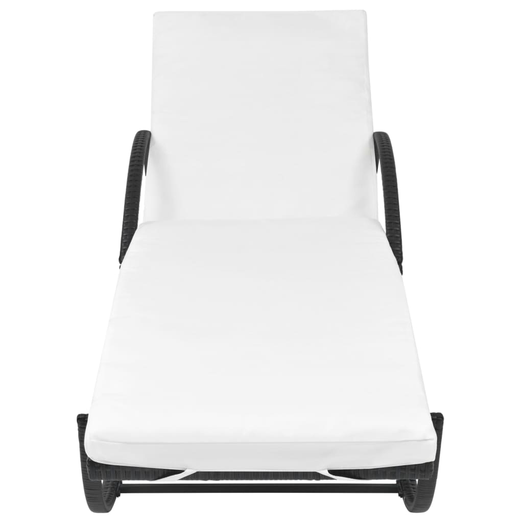 Liggestol med hynde & bord polyrattan - sort, 3, ja - number 4.