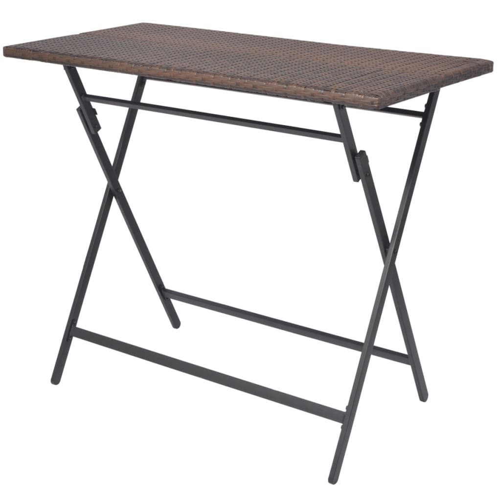 Składany stół ogrodowy jadalny 7 części stal polirattan - brązowy, 6 - number 4.