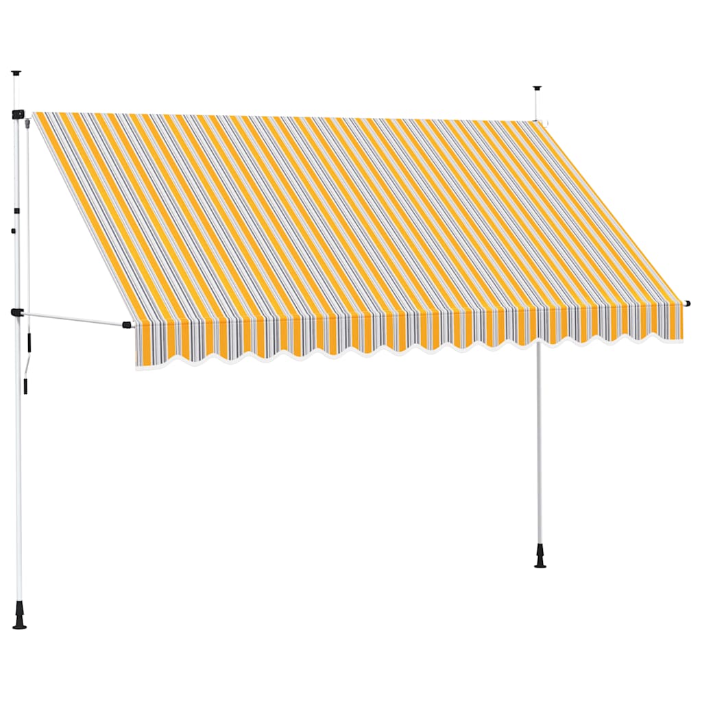 Folding awning manual operation stripes - blue and white, 400 cm, 1 - number 1.