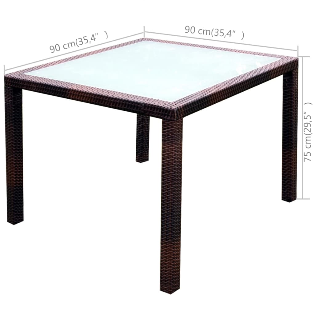 Udendørs spisebordssæt 5 dele med hynder polyrattan brun - brun og hvid, 90 cm bordlængde, 4 - number 10.