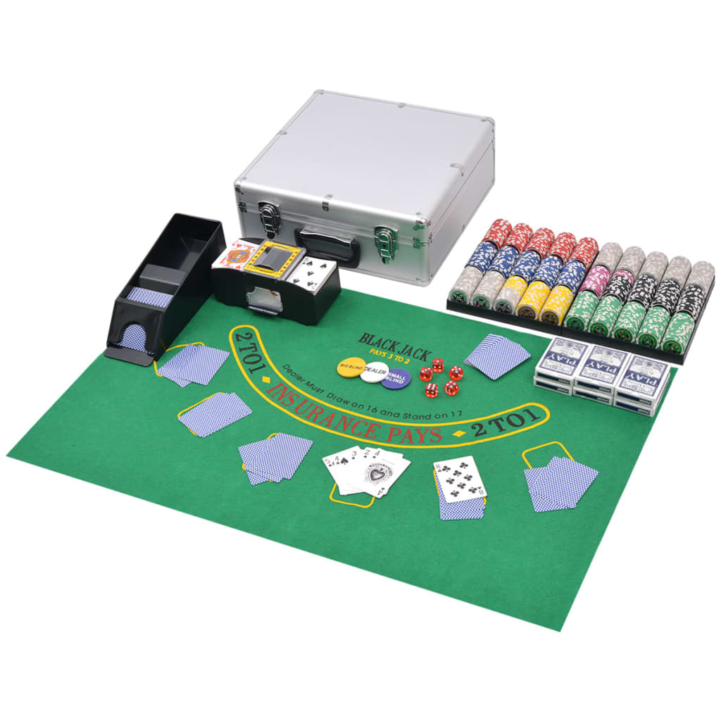 Coffret de poker/jeu de blackjack avec 600 jetons laser en aluminium - number 1.