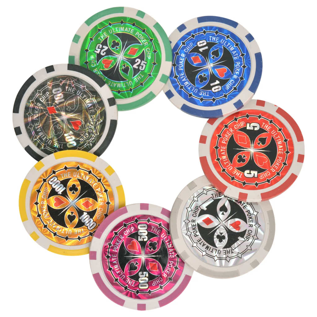 Coffret de poker/jeu de blackjack avec 600 jetons laser en aluminium - number 5.