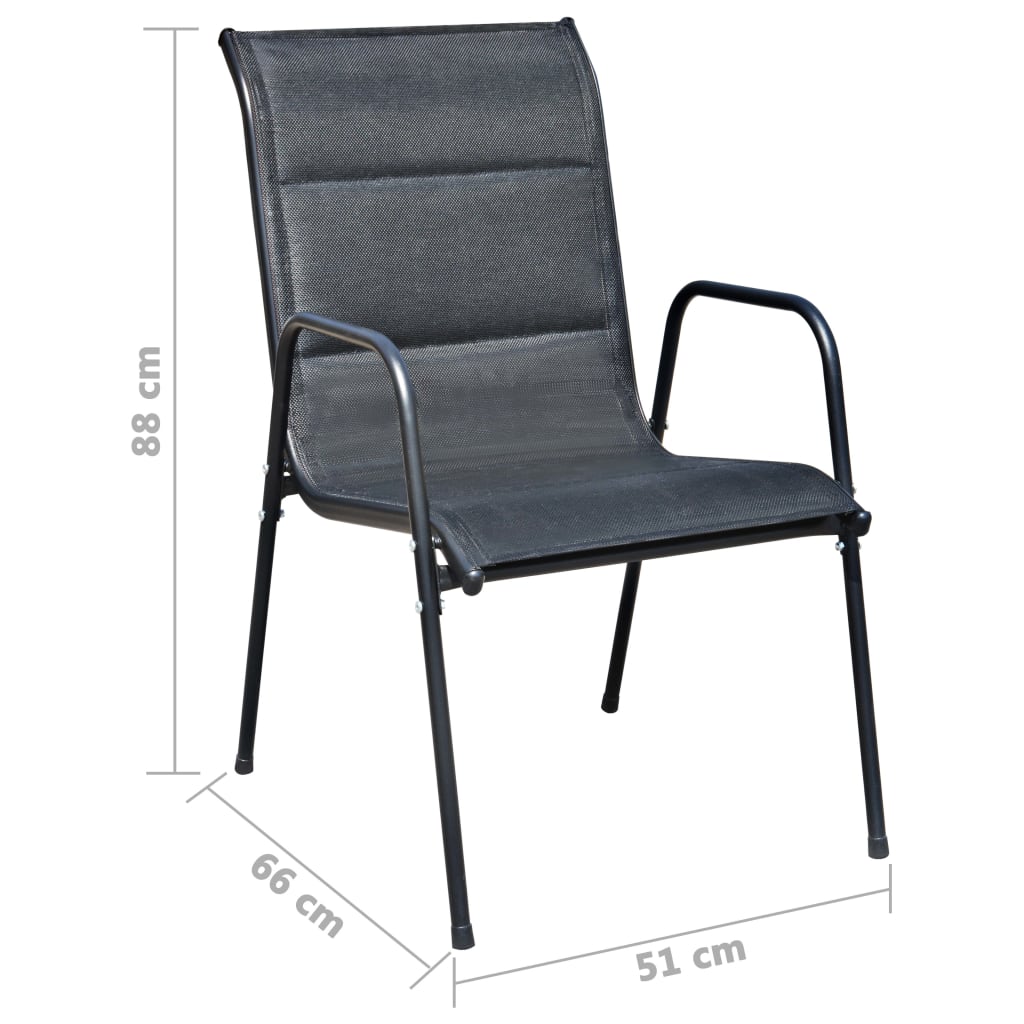 Vanjski stol za blagovaonicu 9 dijelova čelik crni - number 6.