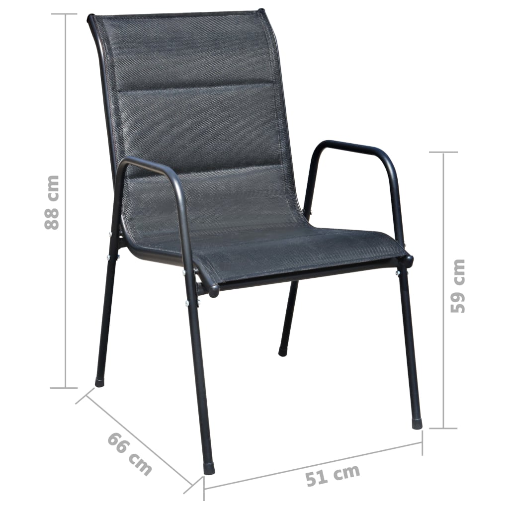 Vanjski stol za blagovanje 5 dijelova čelik crni - number 12.