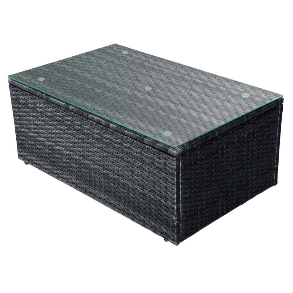Haveloungesæt dele med hynder polyrattan sort - sort og hvid, 4 - number 9.