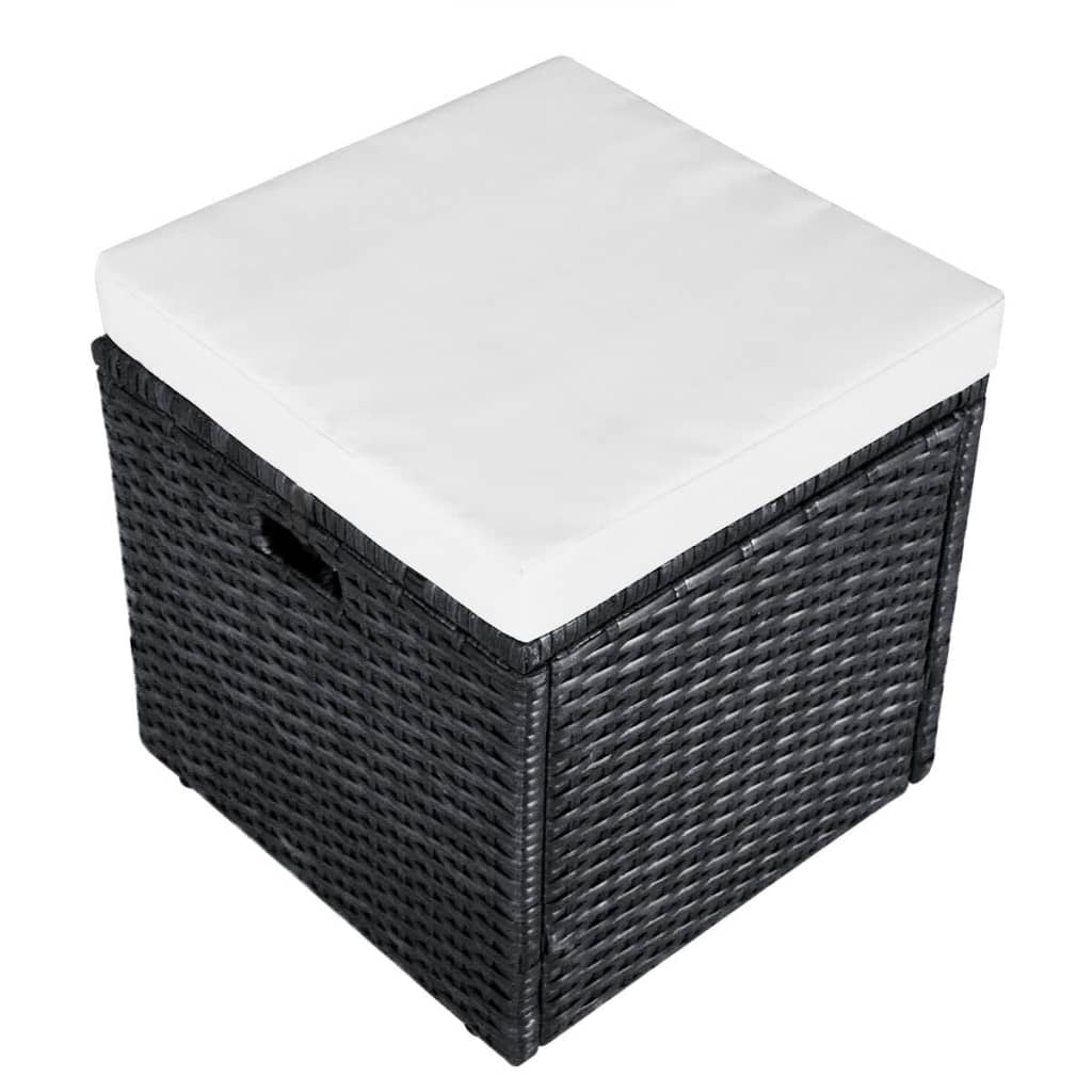 Haveloungesæt dele med hynder polyrattan sort - sort og hvid, 4 - number 10.