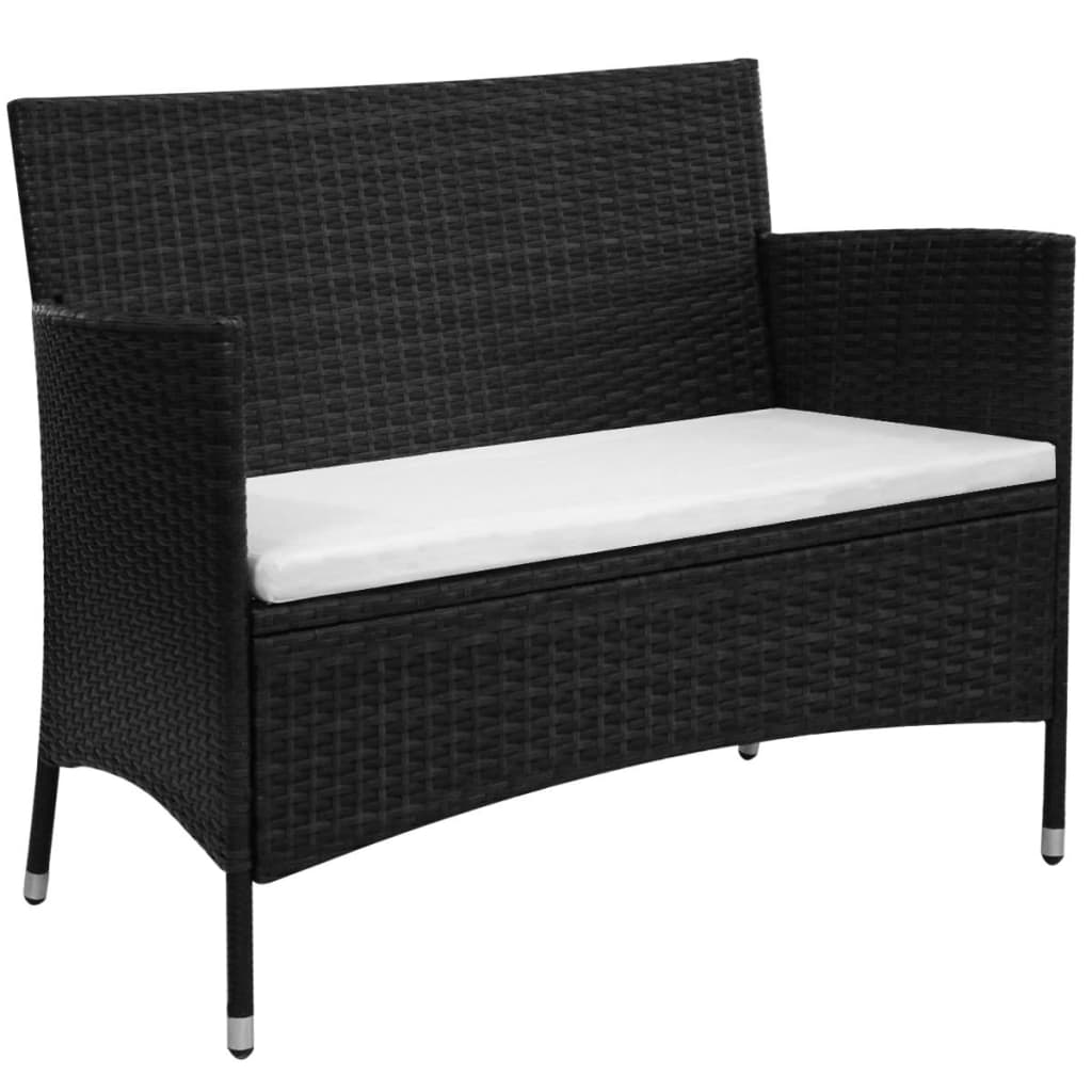 Havebænk 90 cm polyrattan sort - number 1.