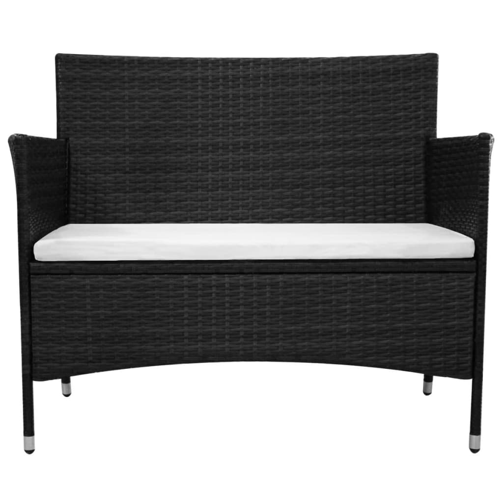 Havebænk 90 cm polyrattan sort - number 3.
