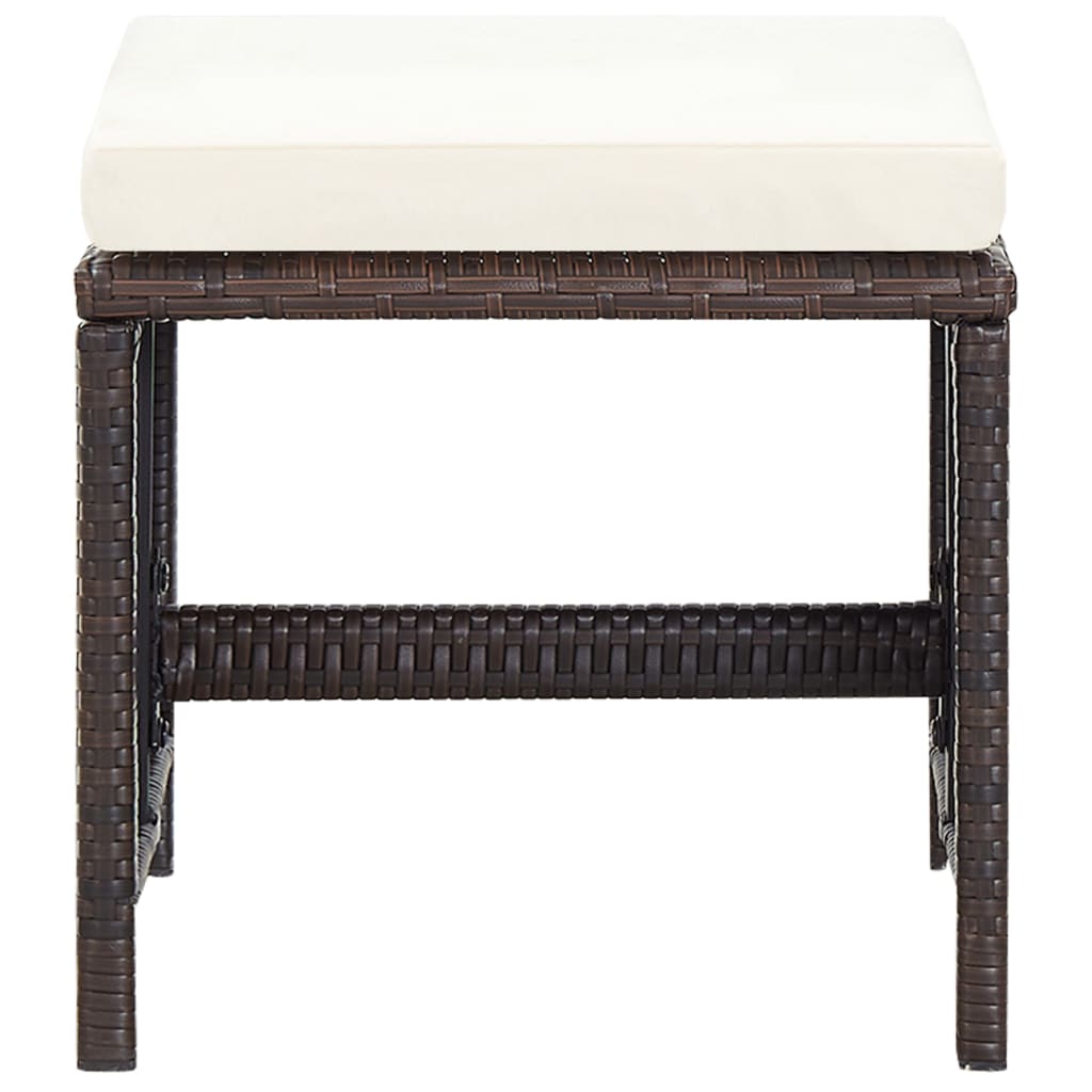 Utomhusmatbord set 5 delar med kuddar polyrattan - brun, 2x fåtölj + 2x fotpall + bord, 1 - number 12.