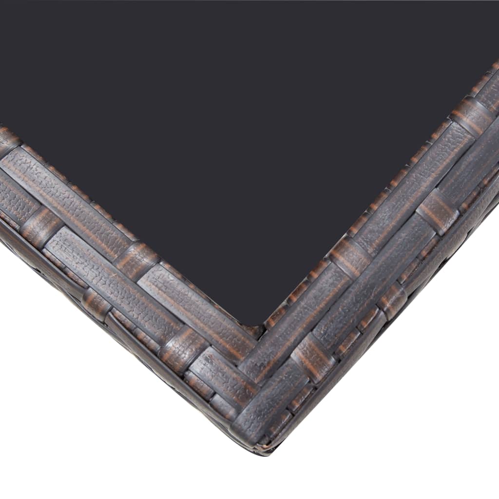 Utomhusmatbord set 5 delar med kuddar polyrattan - brun, 2x fåtölj + 2x fotpall + bord, 1 - number 5.