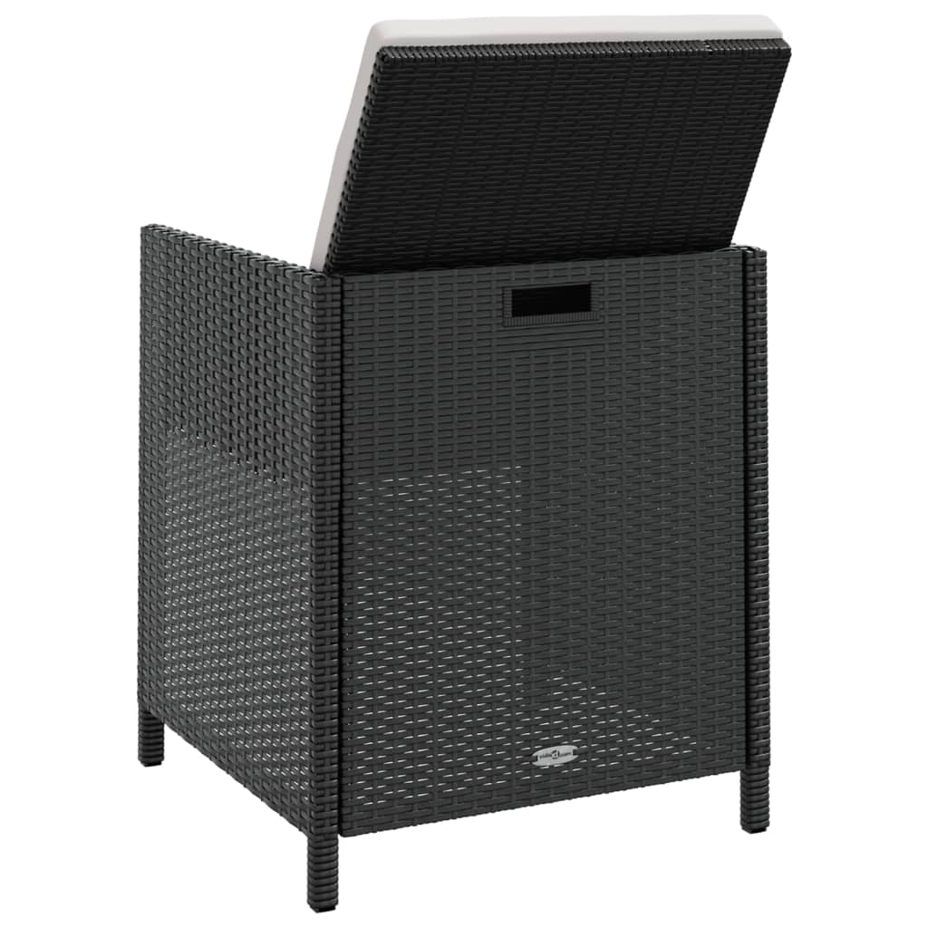 Udendørs spisebordssæt 9 dele polyrattan og akacietræ sort - number 5.