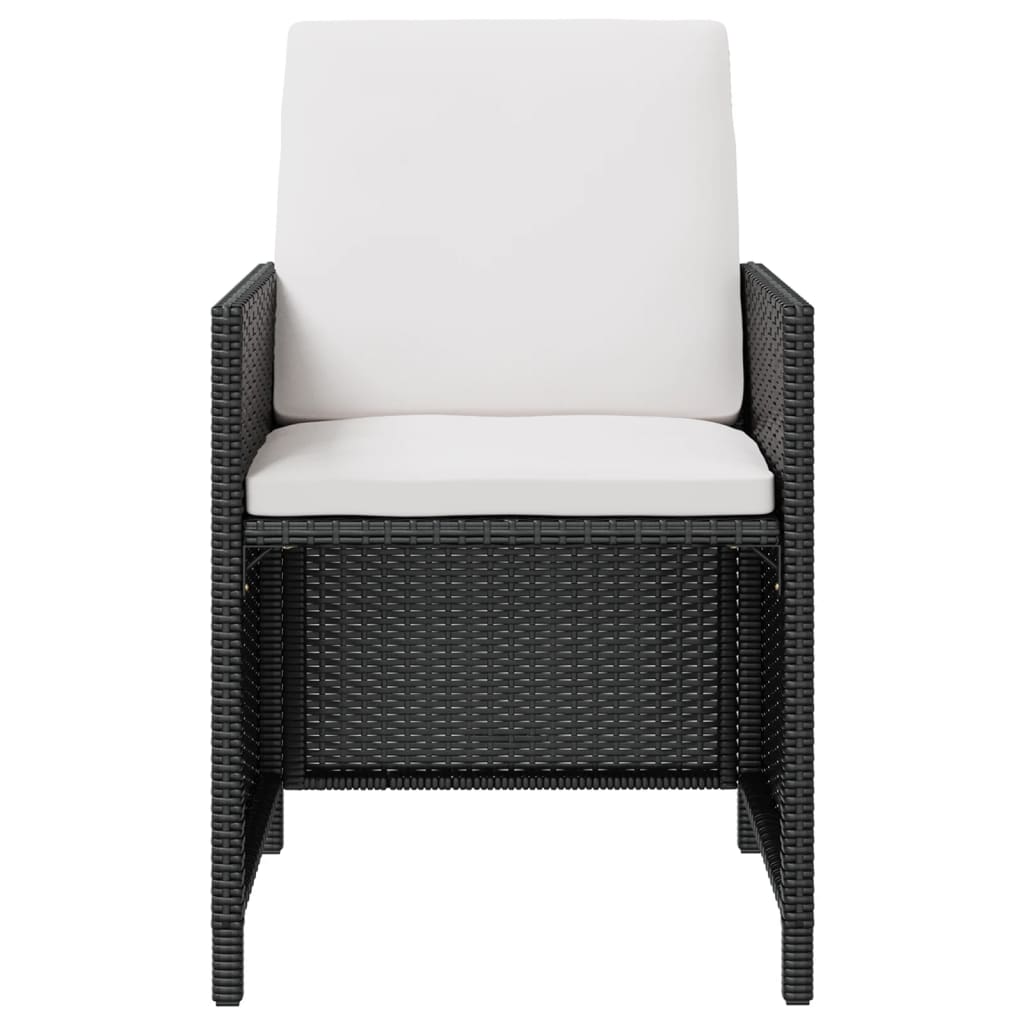 Udendørs spisebordssæt 9 dele polyrattan og akacietræ sort - number 4.