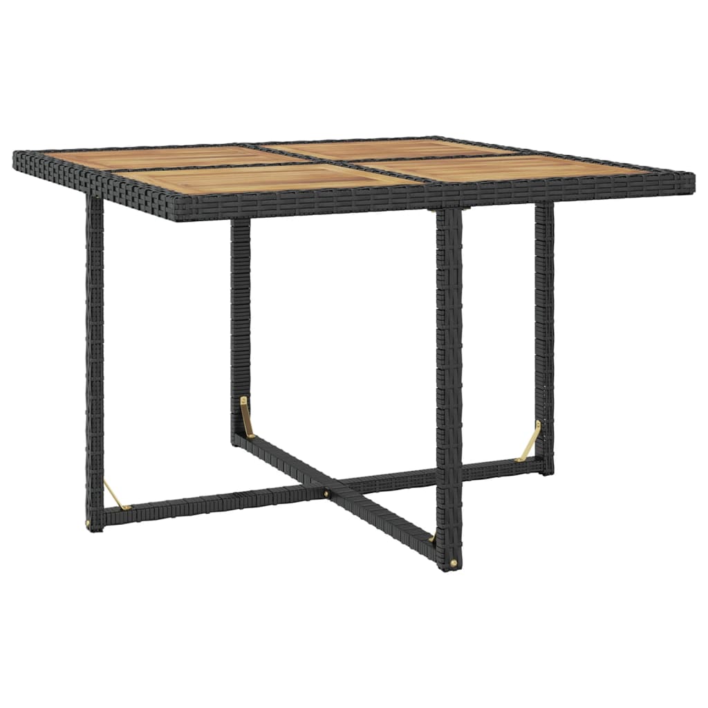 Udendørs spisebordssæt 9 dele polyrattan og akacietræ sort - number 9.