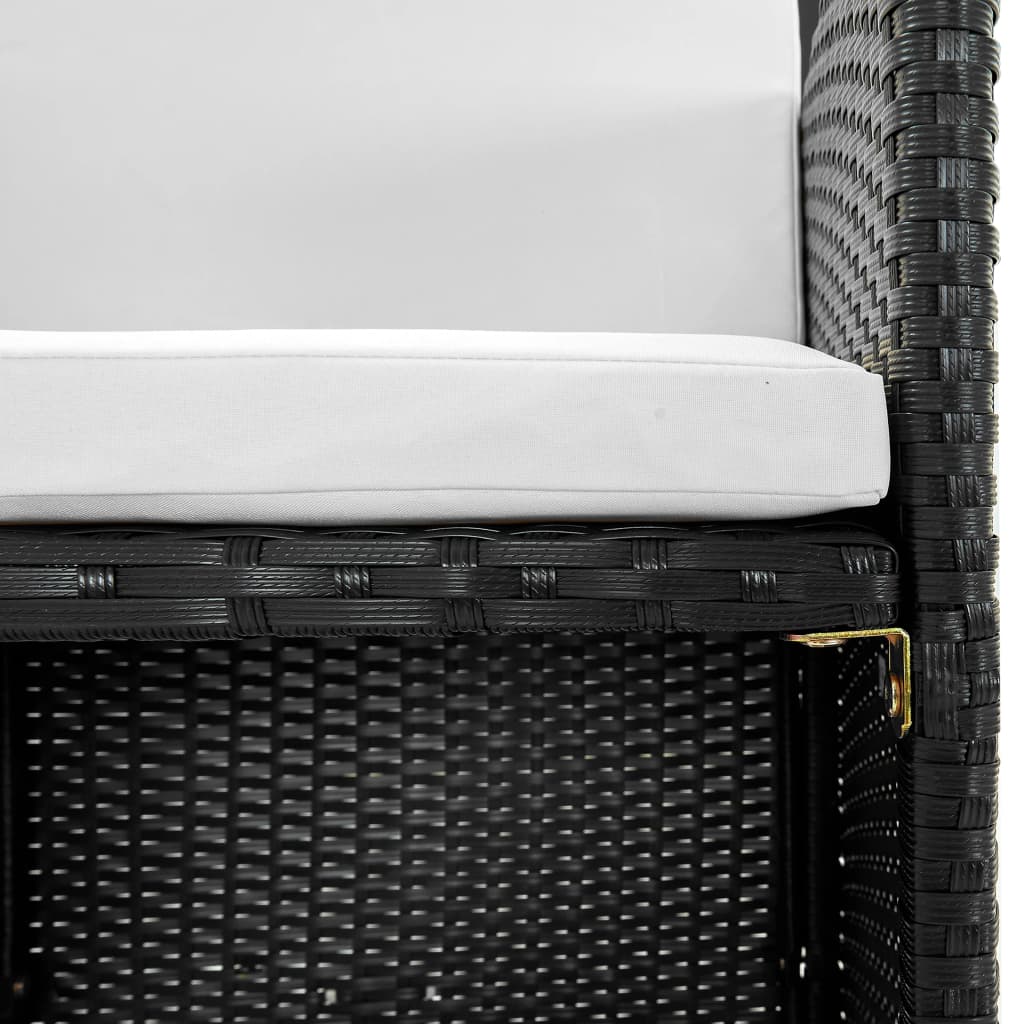 Utendørs spisebord sett 9 deler med puter polyrattan sort - number 4.