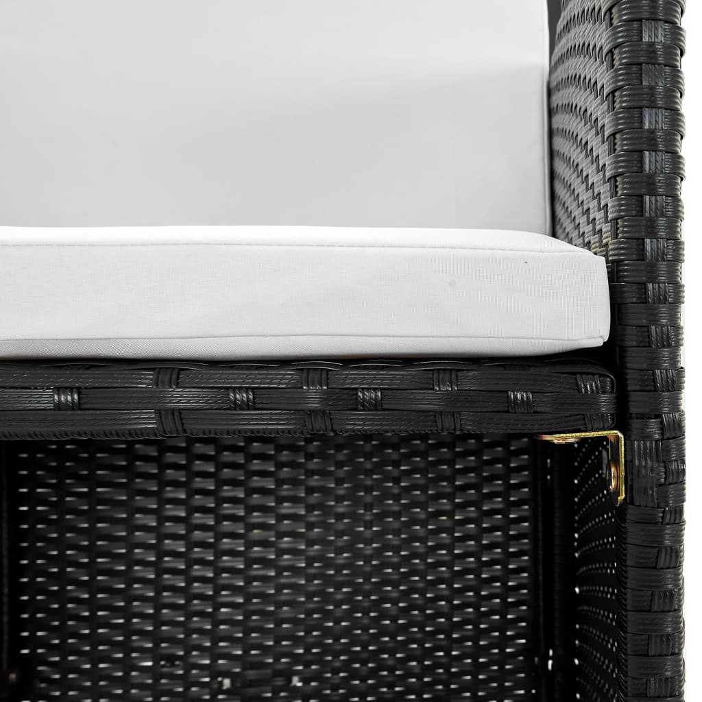 Udendørs spisebordssæt 11 dele med hynder polyrattan sort - number 3.