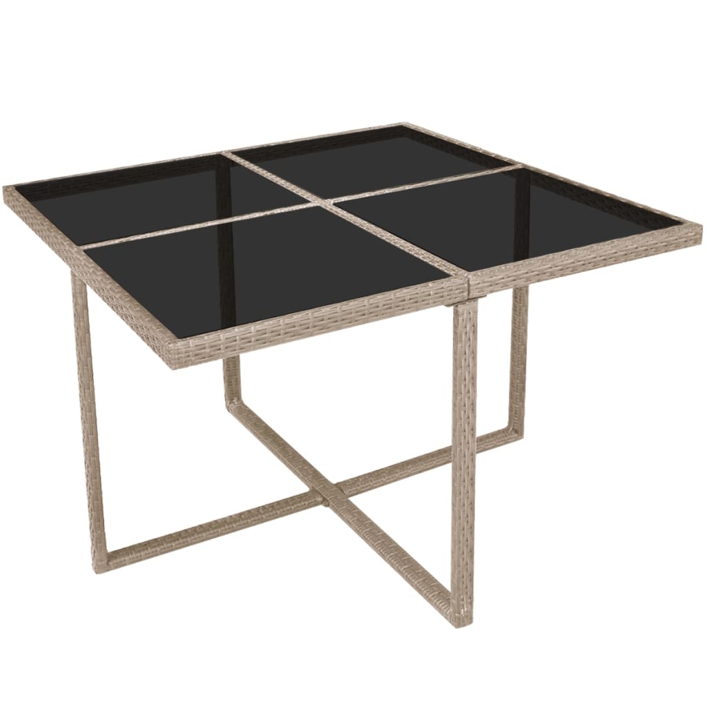 Zestaw stołowy do jadalni na zewnątrz 9 części z poduszkami polirattan beżowy - number 5.