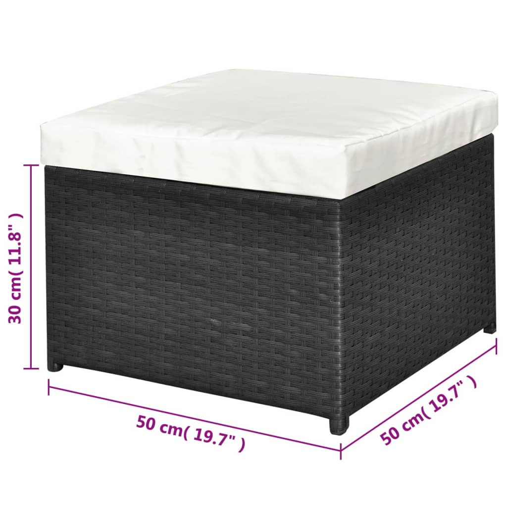 Vrtna garnitura 4 dijela s jastucima poliratan crna - number 12.