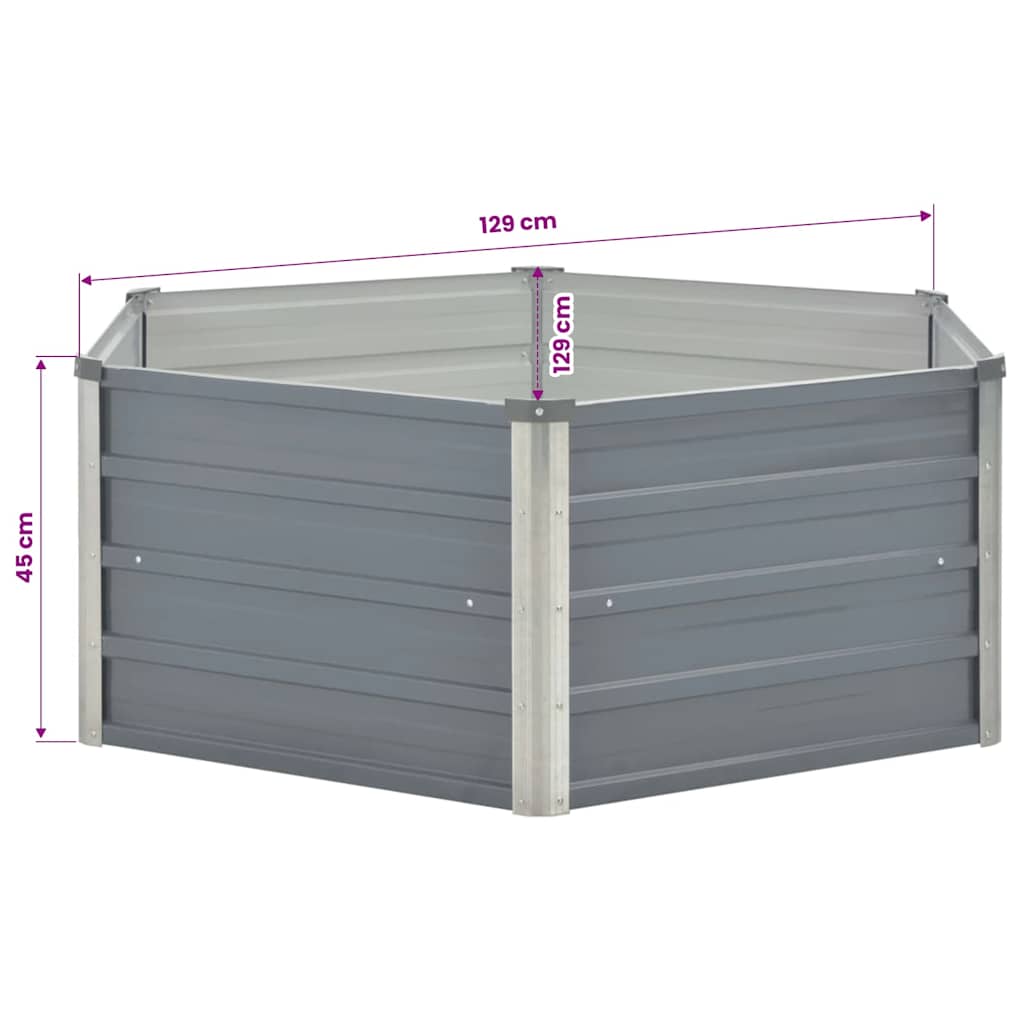 Povišena vrtna kutija 129 x 129 x 46 sivi pocinčani čelik - number 6.