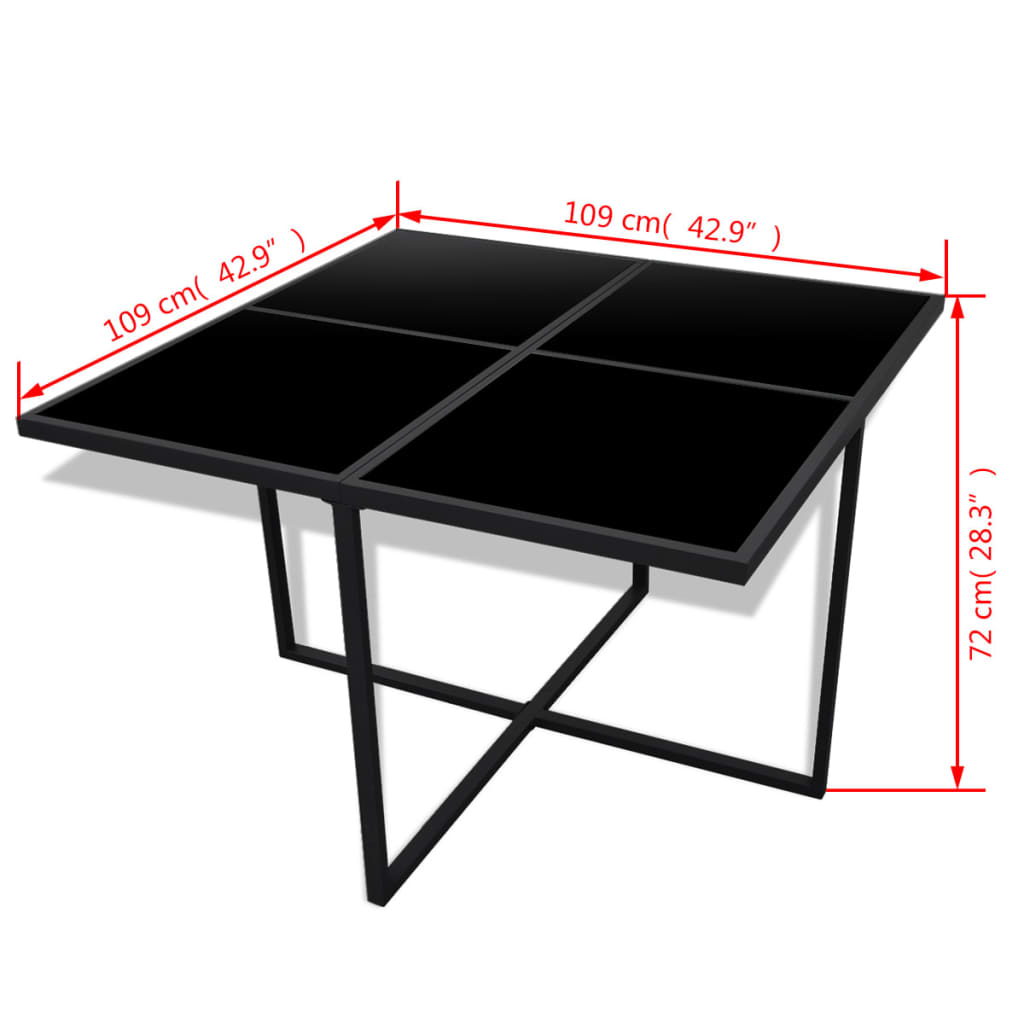 Utendørs spisebord sett 9 deler med puter polyrattan sort - number 7.