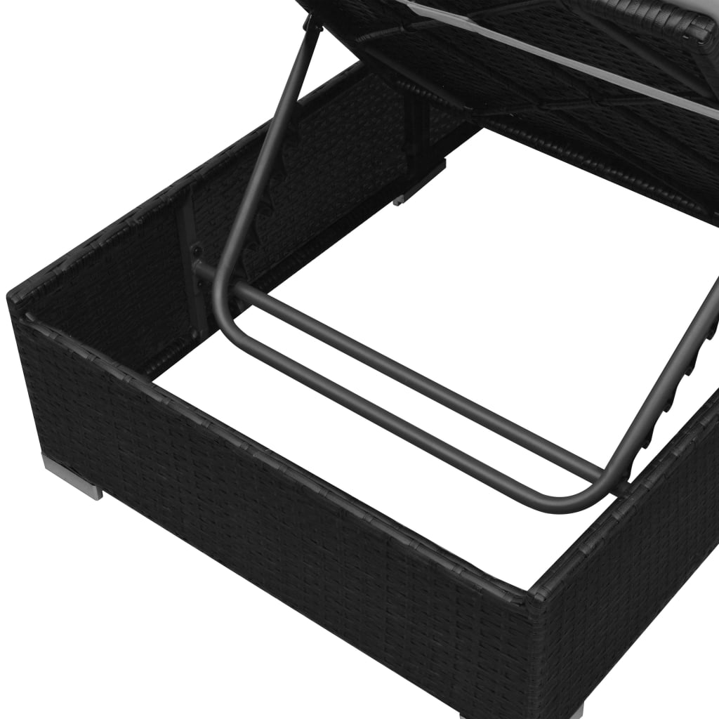 Vrtna garnitura 3 dijela s jastucima poliratan crna - number 5.