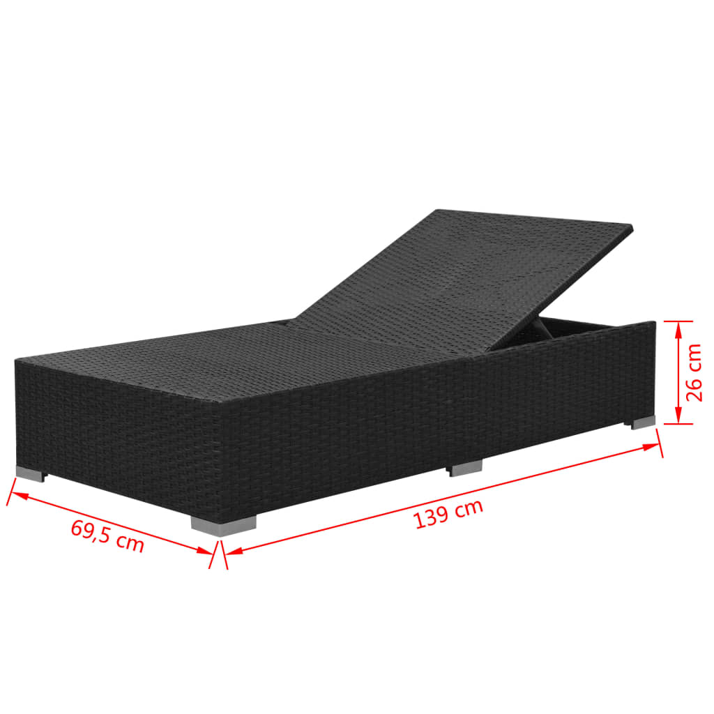 Vrtna garnitura 3 dijela s jastucima poliratan crna - number 9.