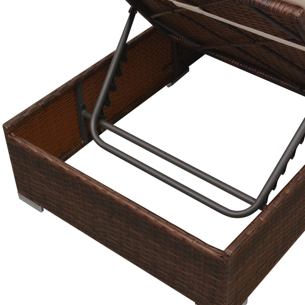 Loungesæt til haven 3 dele med hynder polyrattan brun - number 5.