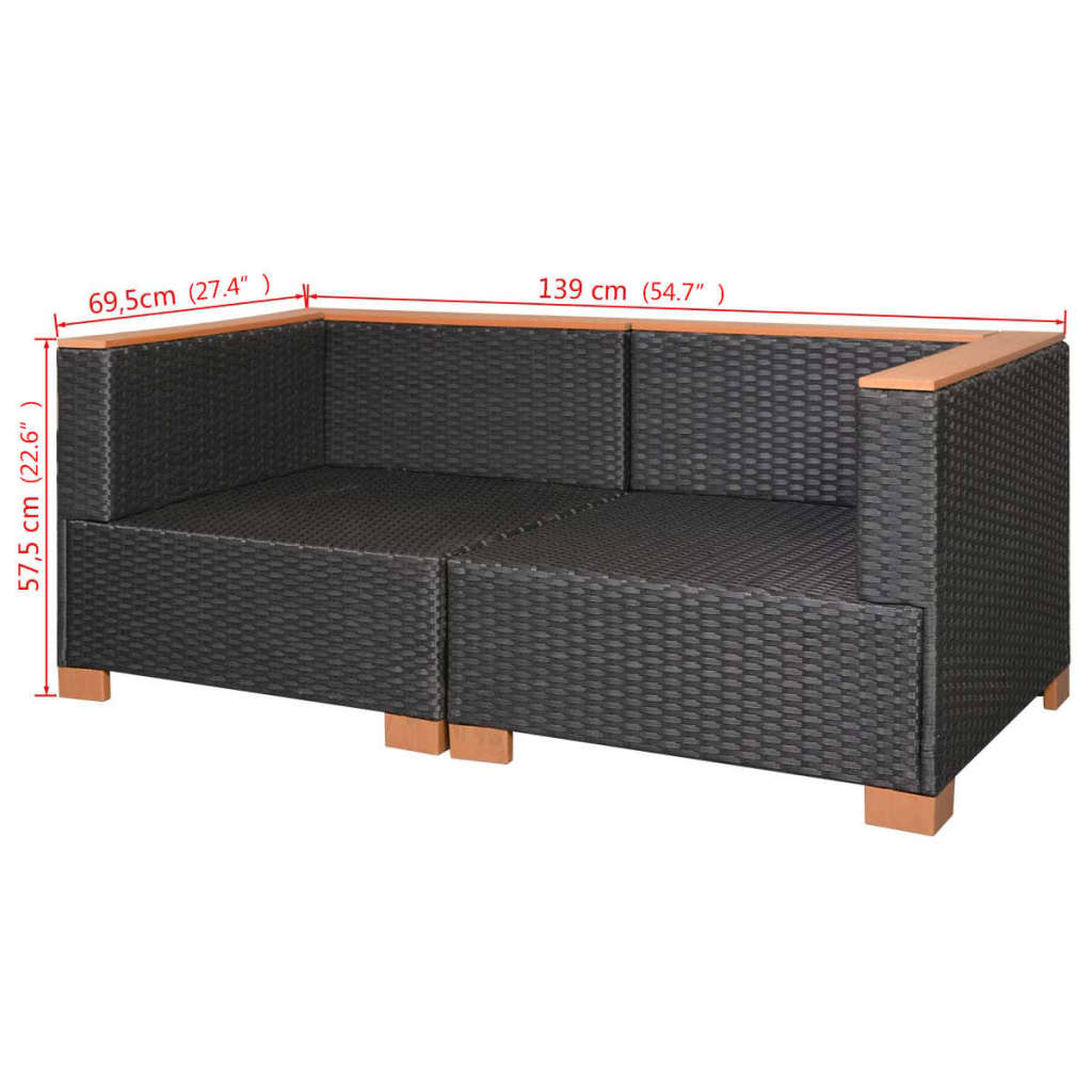 Hagesofa polyrattan sort - number 9.