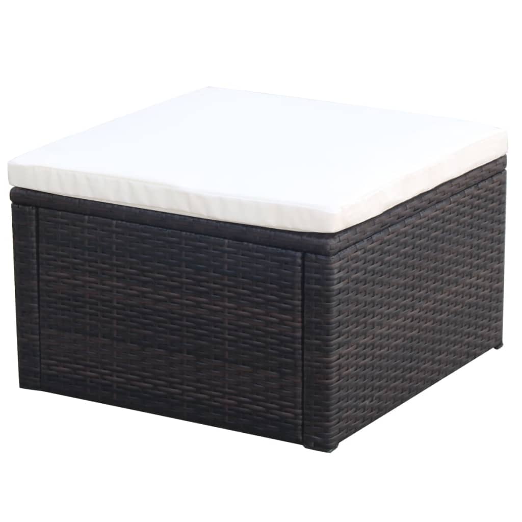 Fodskammel ottoman i polyrattan 53 x 53 x 30 cm brun - number 1.