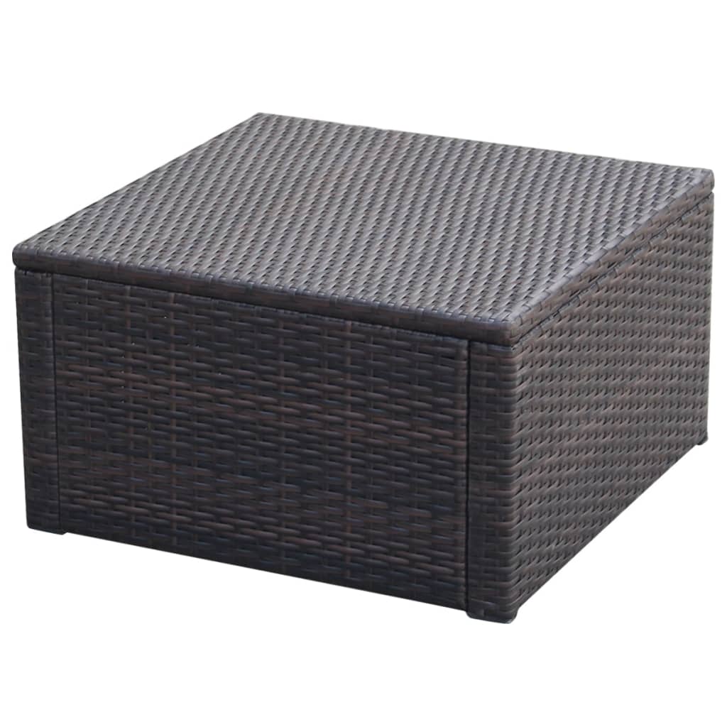 Fotskammel i polyrattan 53 x 53 x 30 cm brun - number 3.