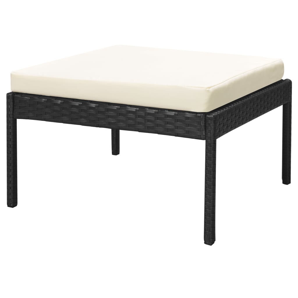 Haveloungesæt 6 dele med hynder polyrattan - sort, 1 - number 7.