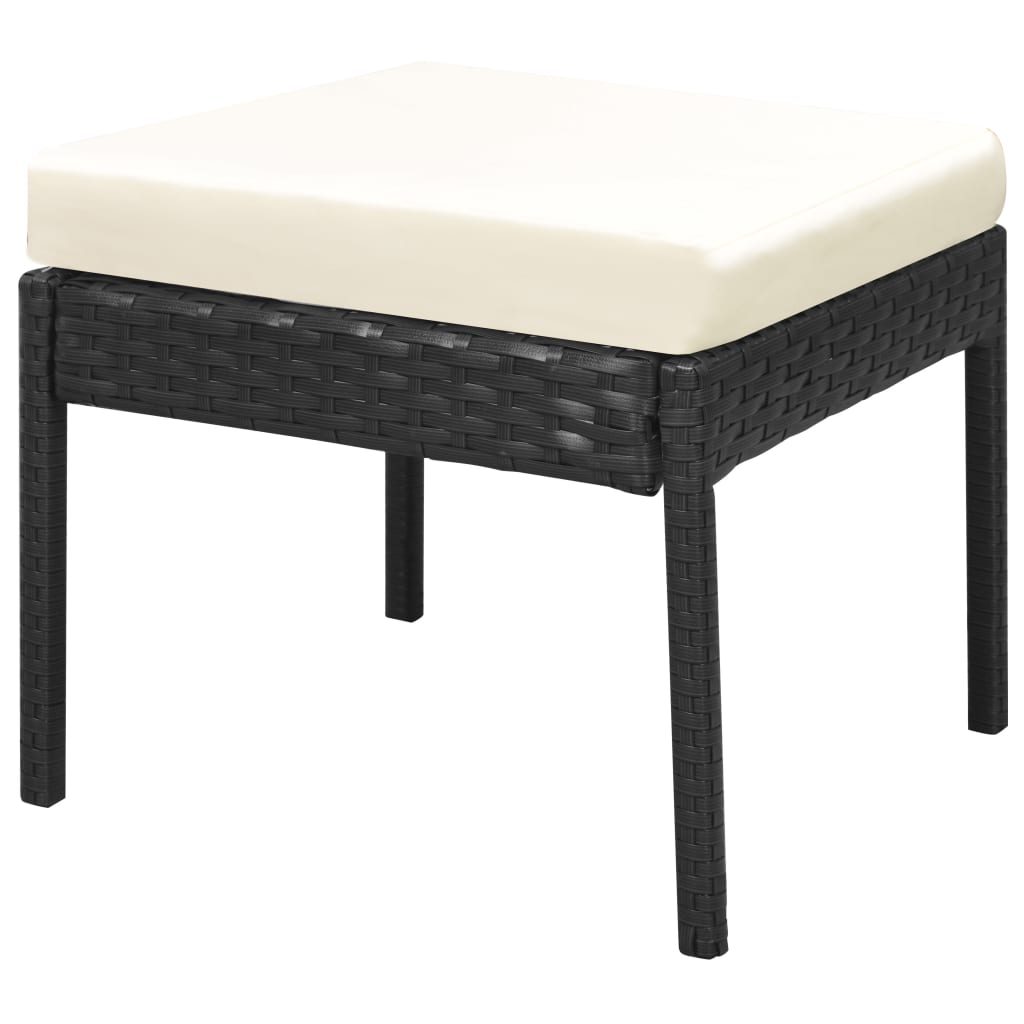 Haveloungesæt 6 dele med hynder polyrattan - sort, 1 - number 8.