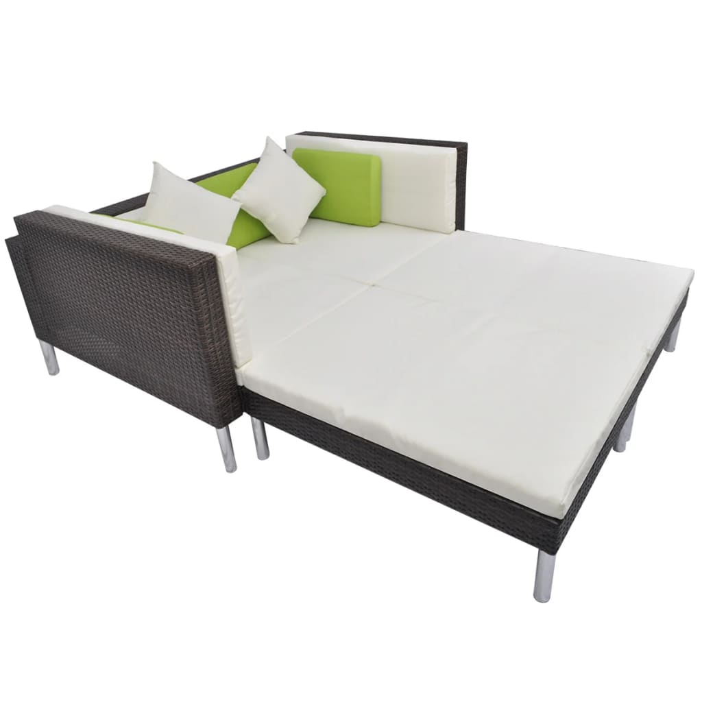 Hagesalongsett 4 deler med puter polyrattan brun - number 6.