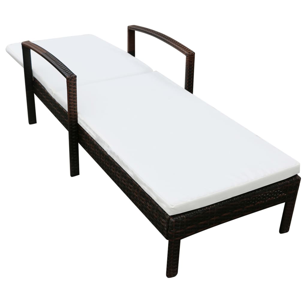 Liggestol med hynde polyrattan - brun, 1 - number 3.