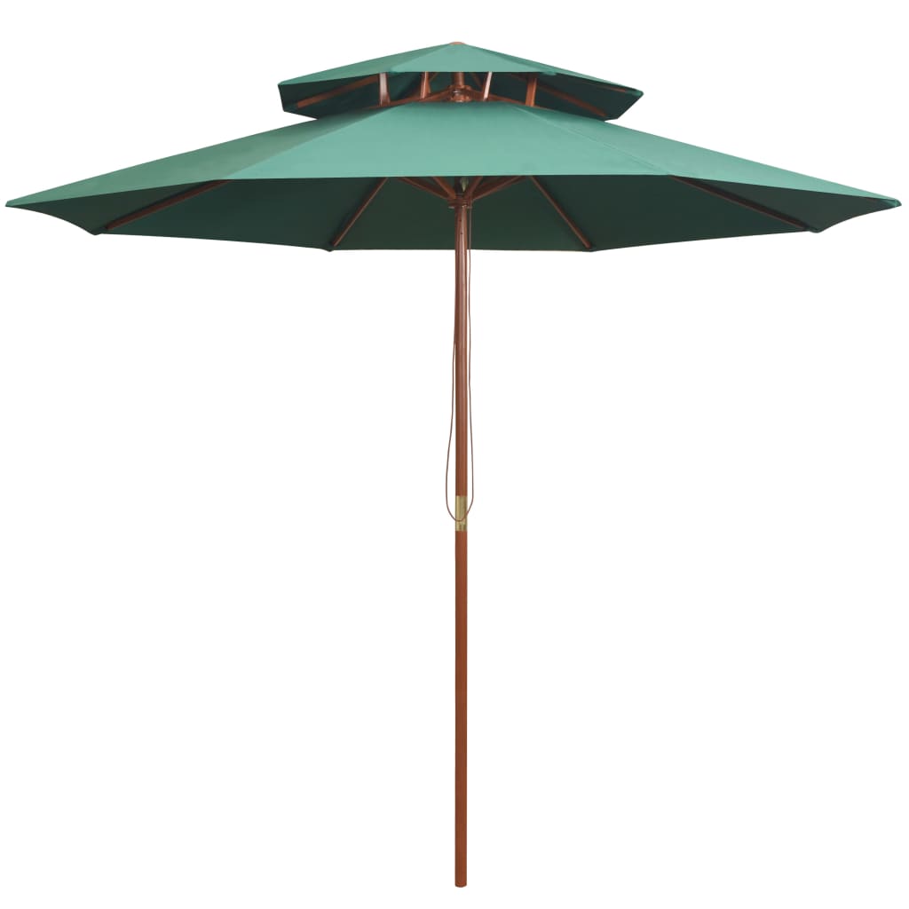 Parasol 270x270 cm 2 levels wooden pole - green - number 1.