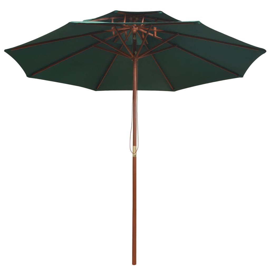 Parasol 270x270 cm 2 levels wooden pole - green - number 2.