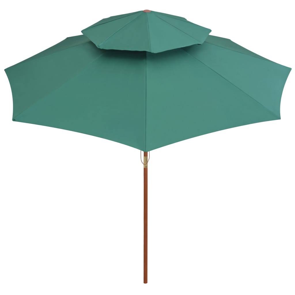 Parasol 270x270 cm 2 levels wooden pole - green - number 3.