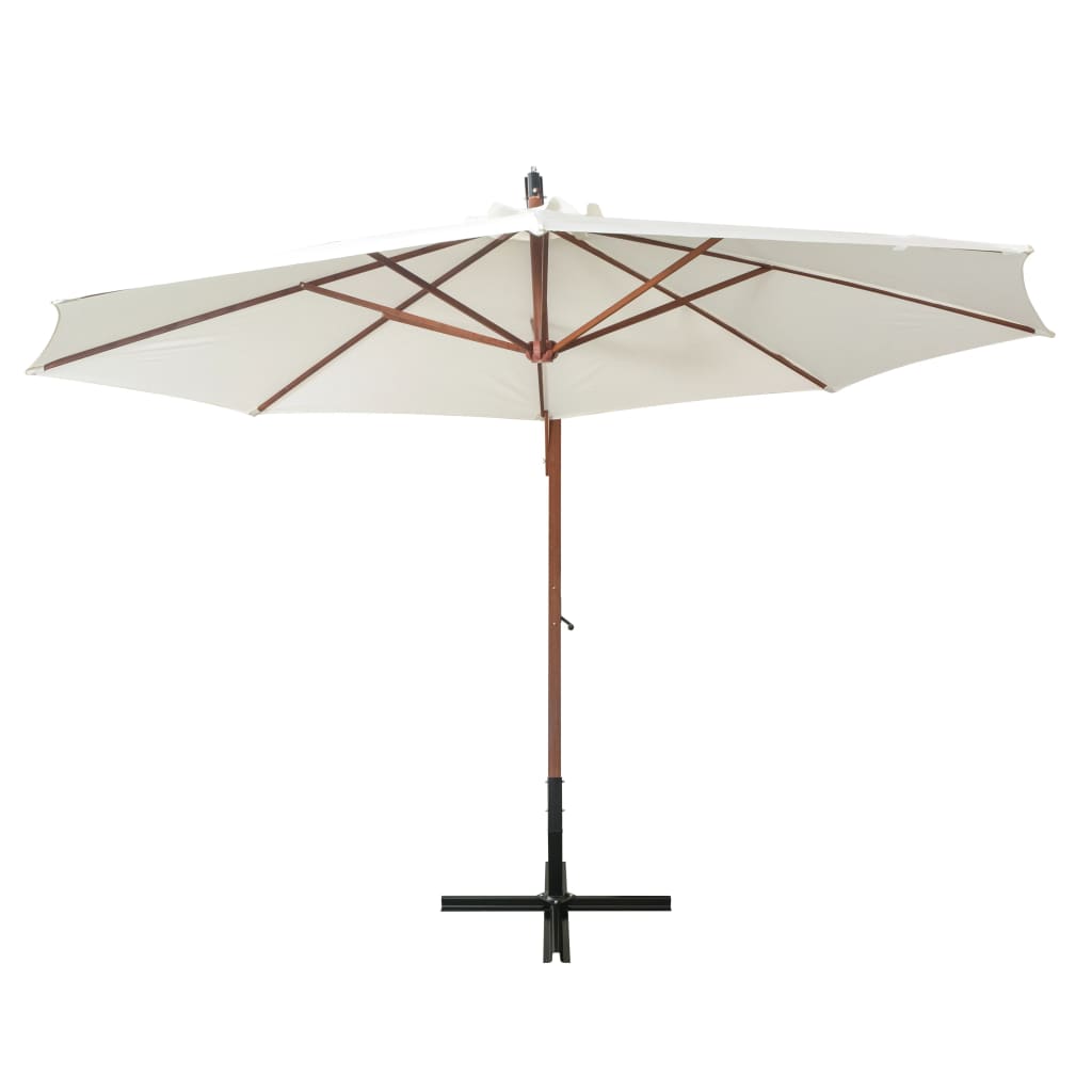 Hængende parasol 350 cm træstang - hvid, 3.5 x 2.9 m, 1 - number 3.