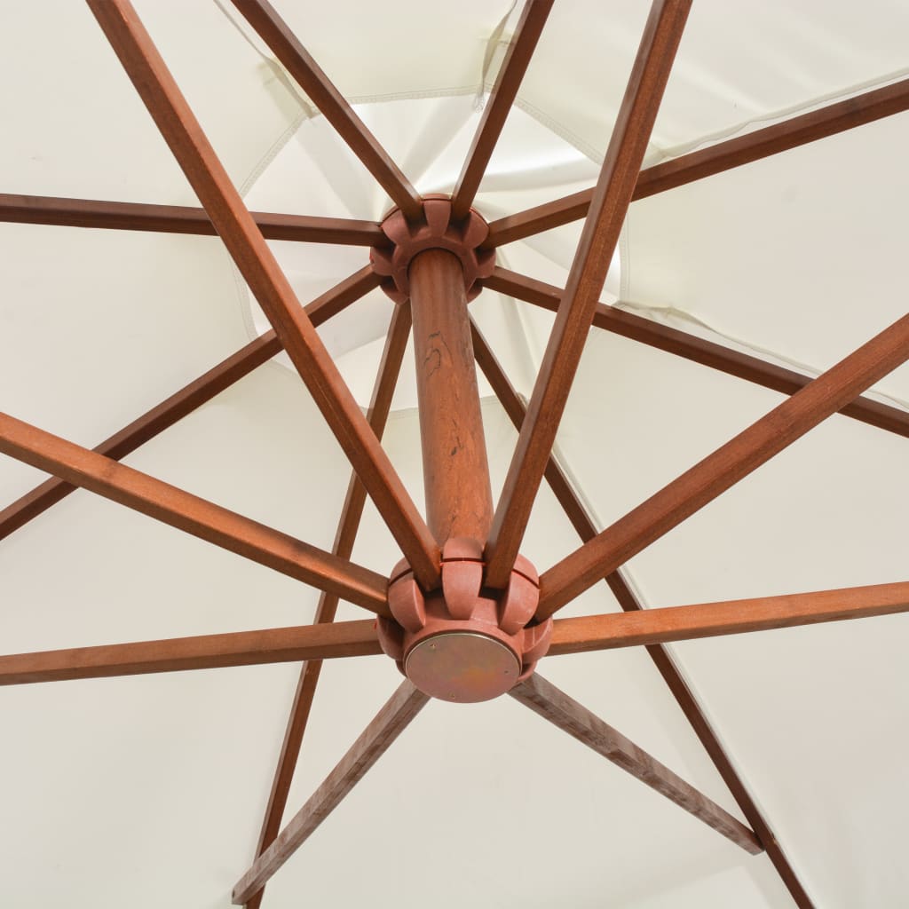 Hængende parasol 350 cm træstang - hvid, 3.5 x 2.9 m, 1 - number 5.