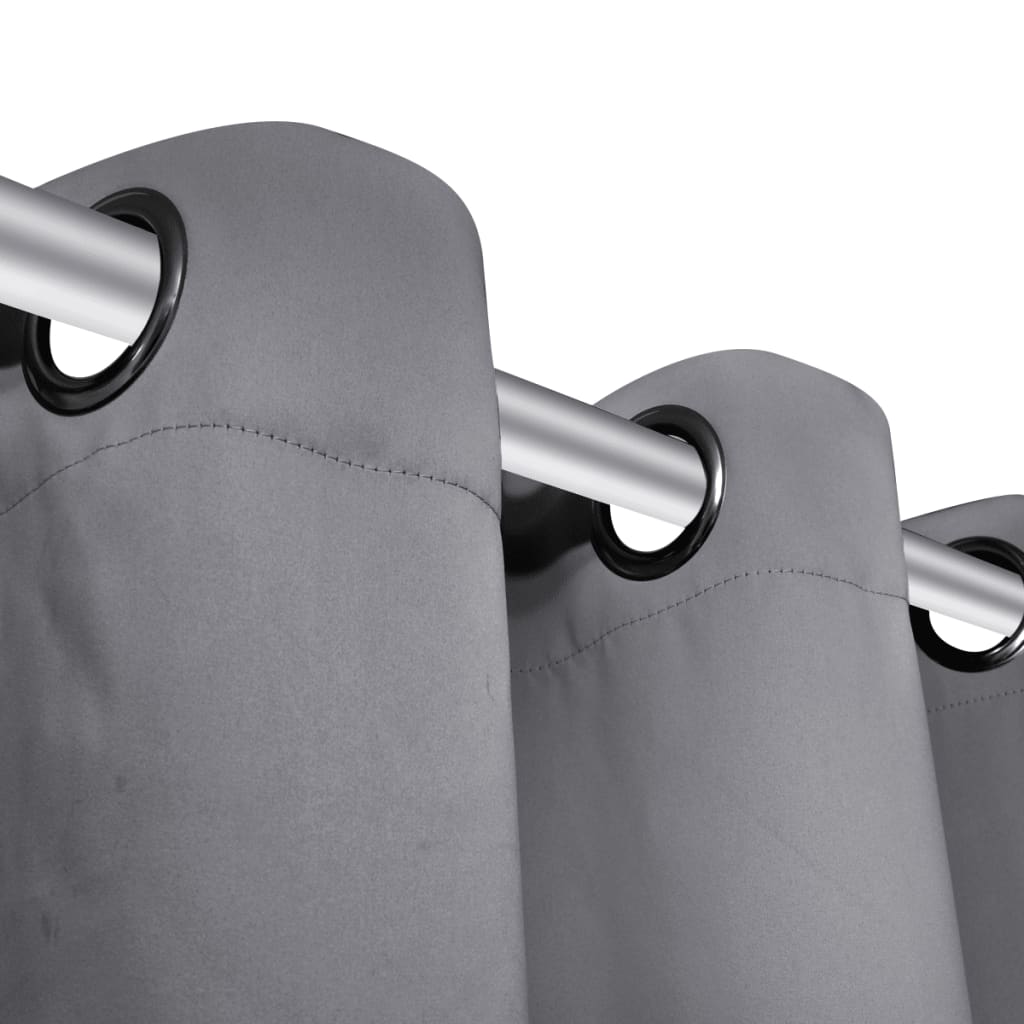 Mørklægningsgardiner stk. med metalsnøreringe - grå, 135 x 175 cm, 2 - number 4.