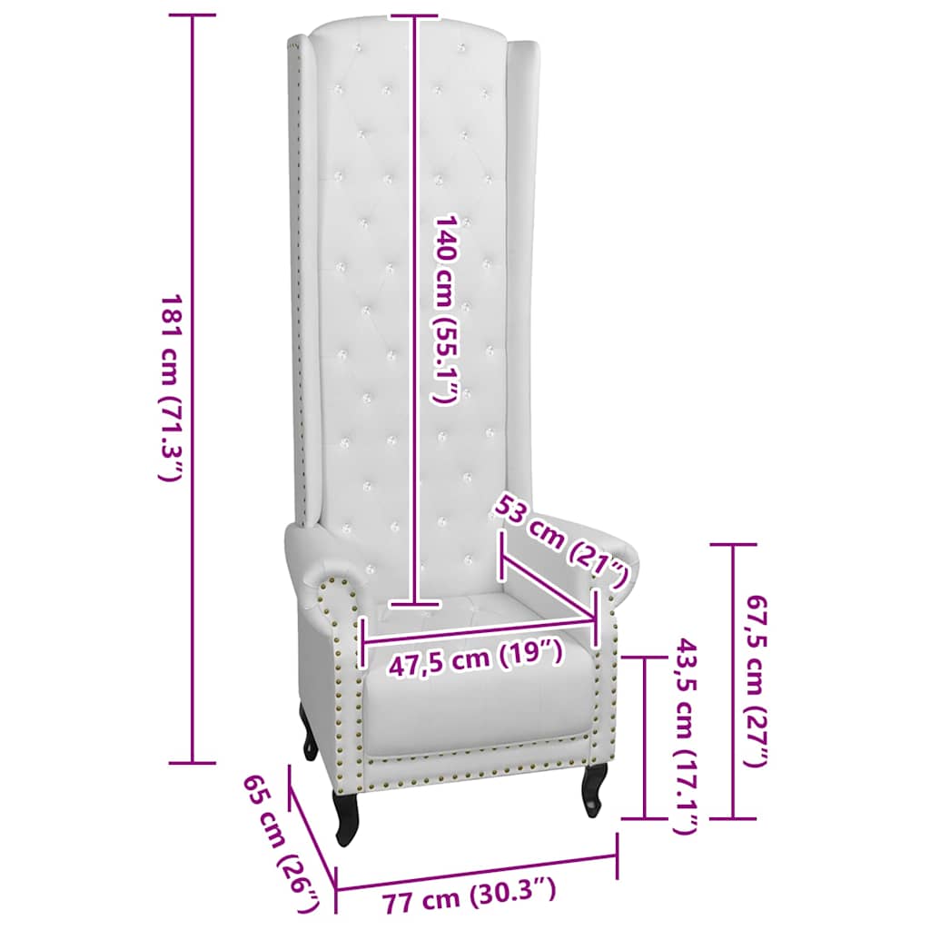 Fotel z wysokim oparciem skóra ekologiczna biały - number 6.