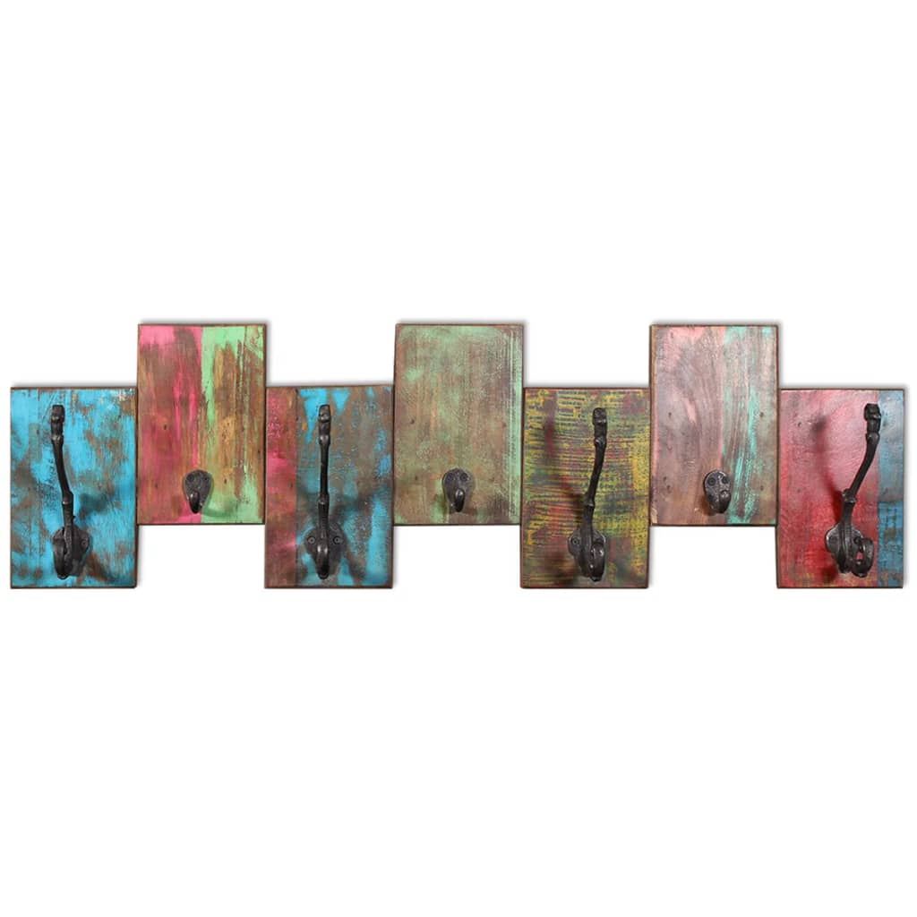 Knagerække med 7 kroge massivt genbrugstræ - number 6.